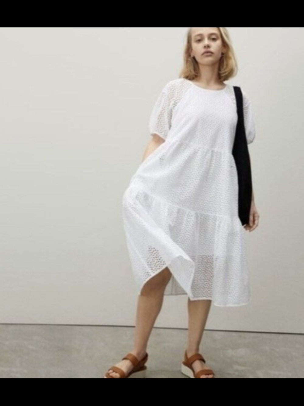 Everlane White Eyelet Tiered Midi Dress